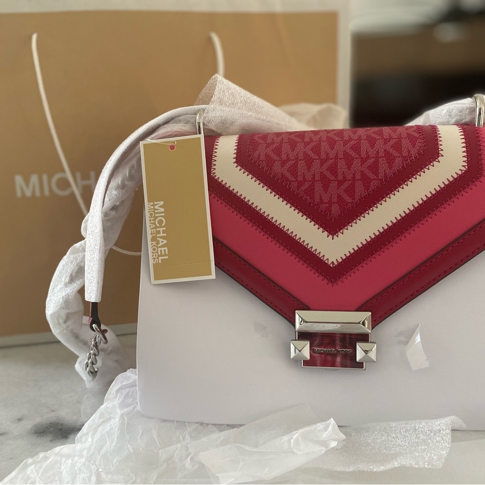 Michael Kors Red and White Shoulder Bag
